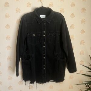 KanCan Distressed Black Denim Jacket